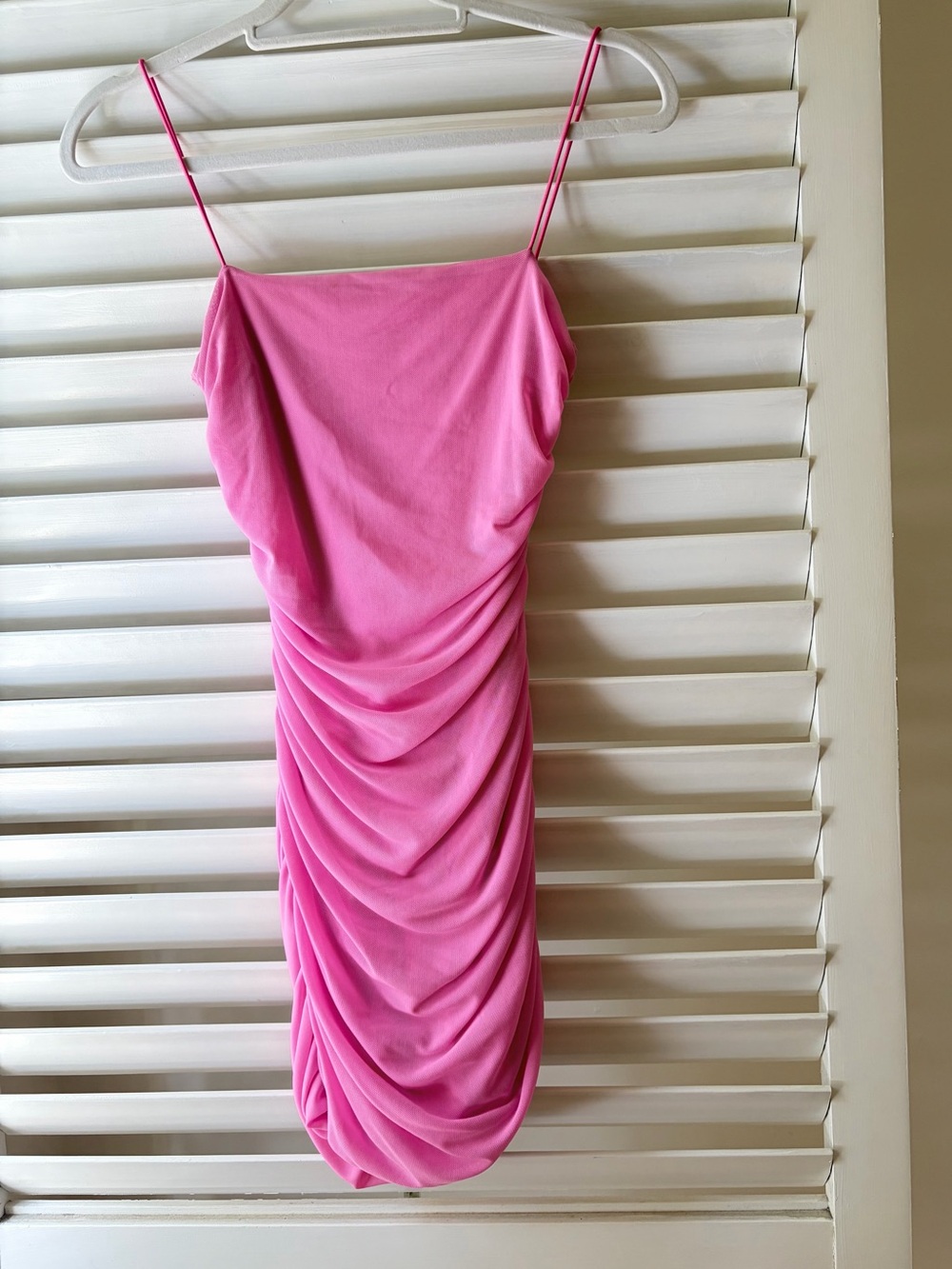Princess Polly Pink Ruched Spaghetti Strap Dress